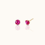 14K Solid Gold 2mm Ruby CZ Threadless Labret Flat Back Nap Earring by Doviana