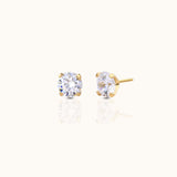 14K Solid Gold 3mm White CZ Threadless Labret Flat Back Nap Earring by Doviana