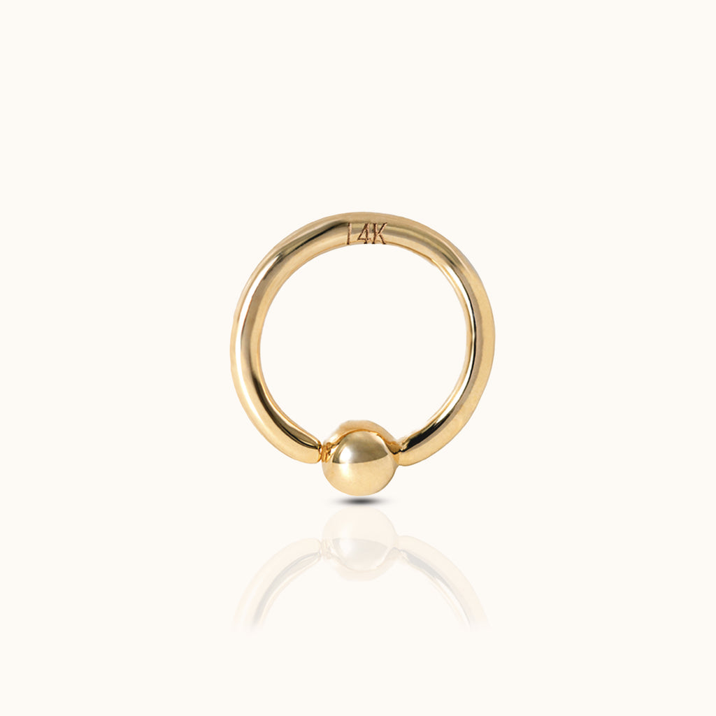 14K Solid Gold Ball Ring Orbital Daith Cartilage Seamless Nap Hoop Earring by Doviana