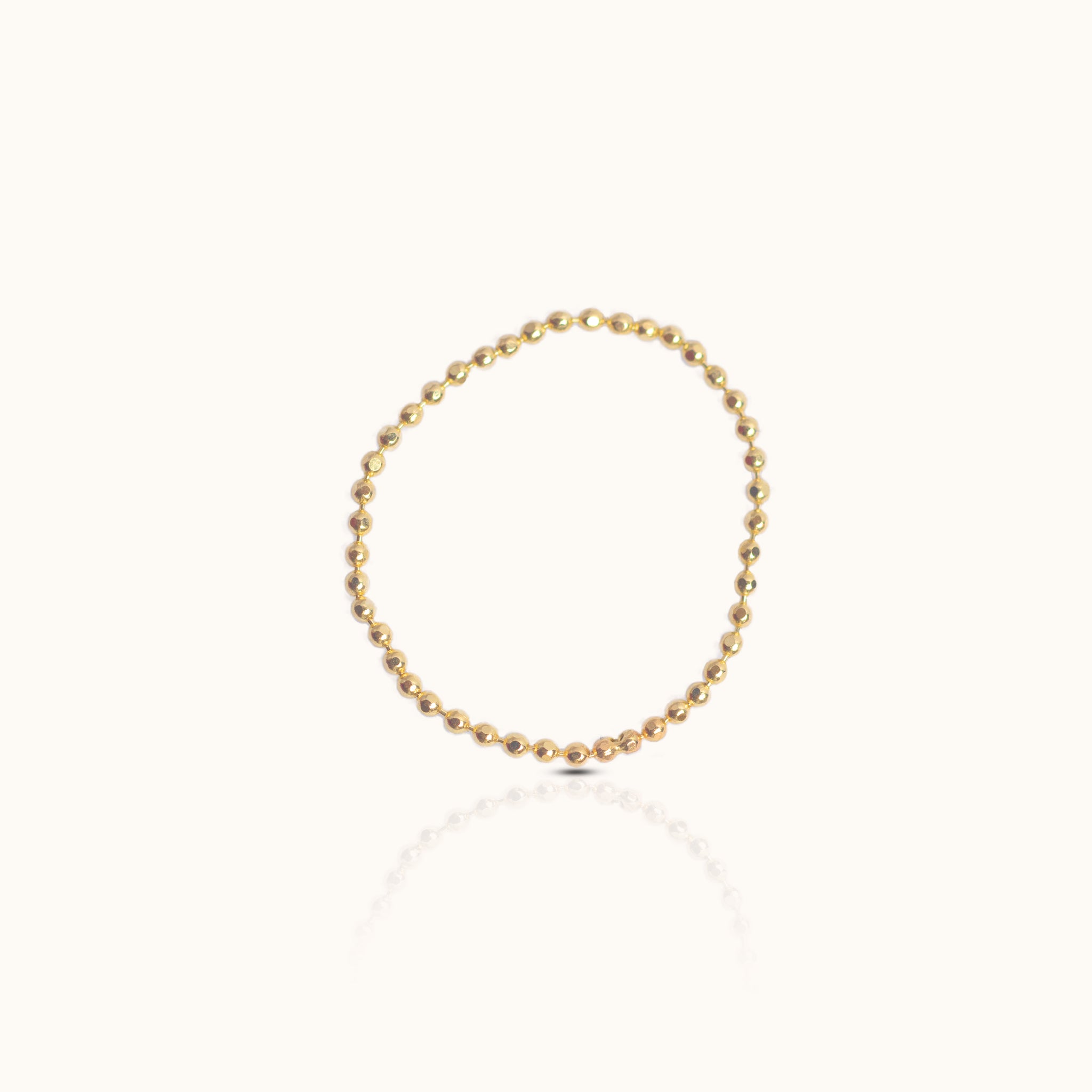 14K Solid Gold Dainty Soft Petite Bead Disco Chain Ring by Doviana
