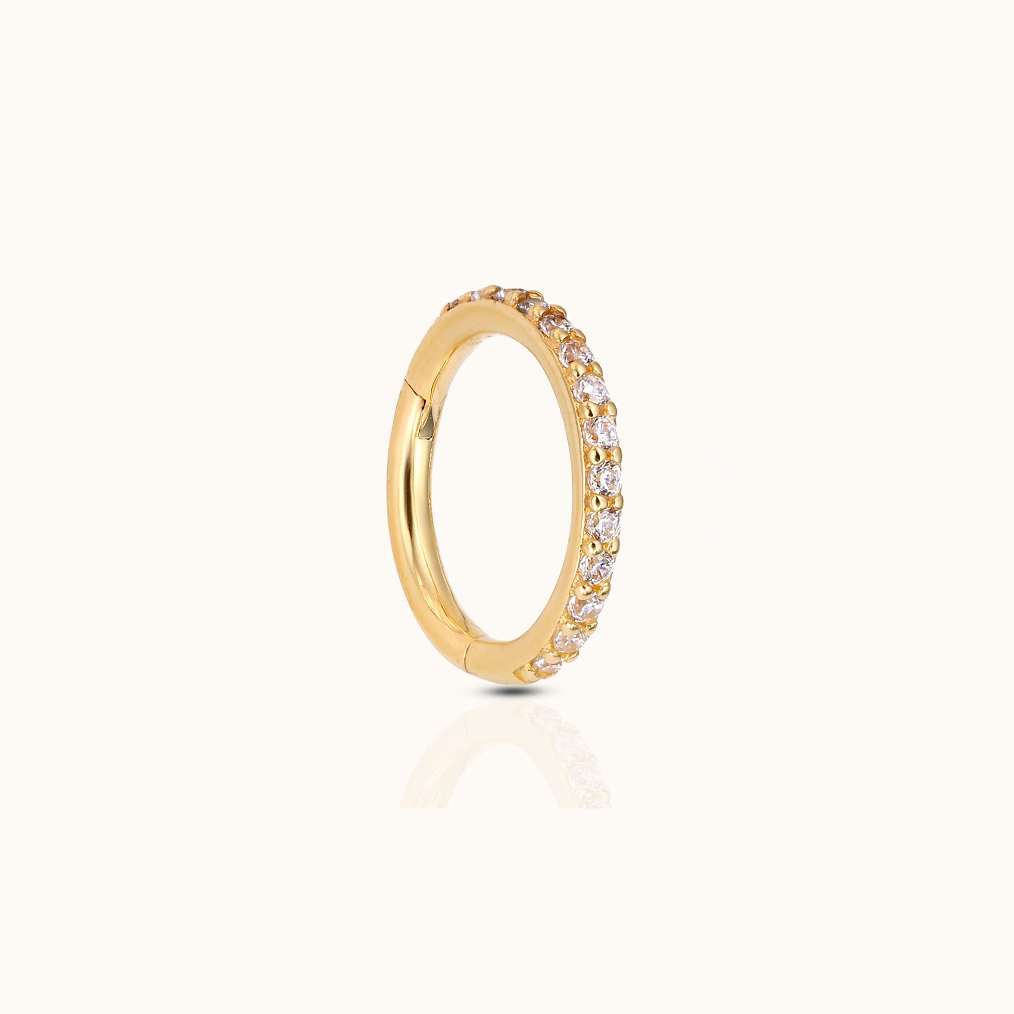 Classic 14K Solid Gold CZ Clicker Nap Hoop Earring by Doviana