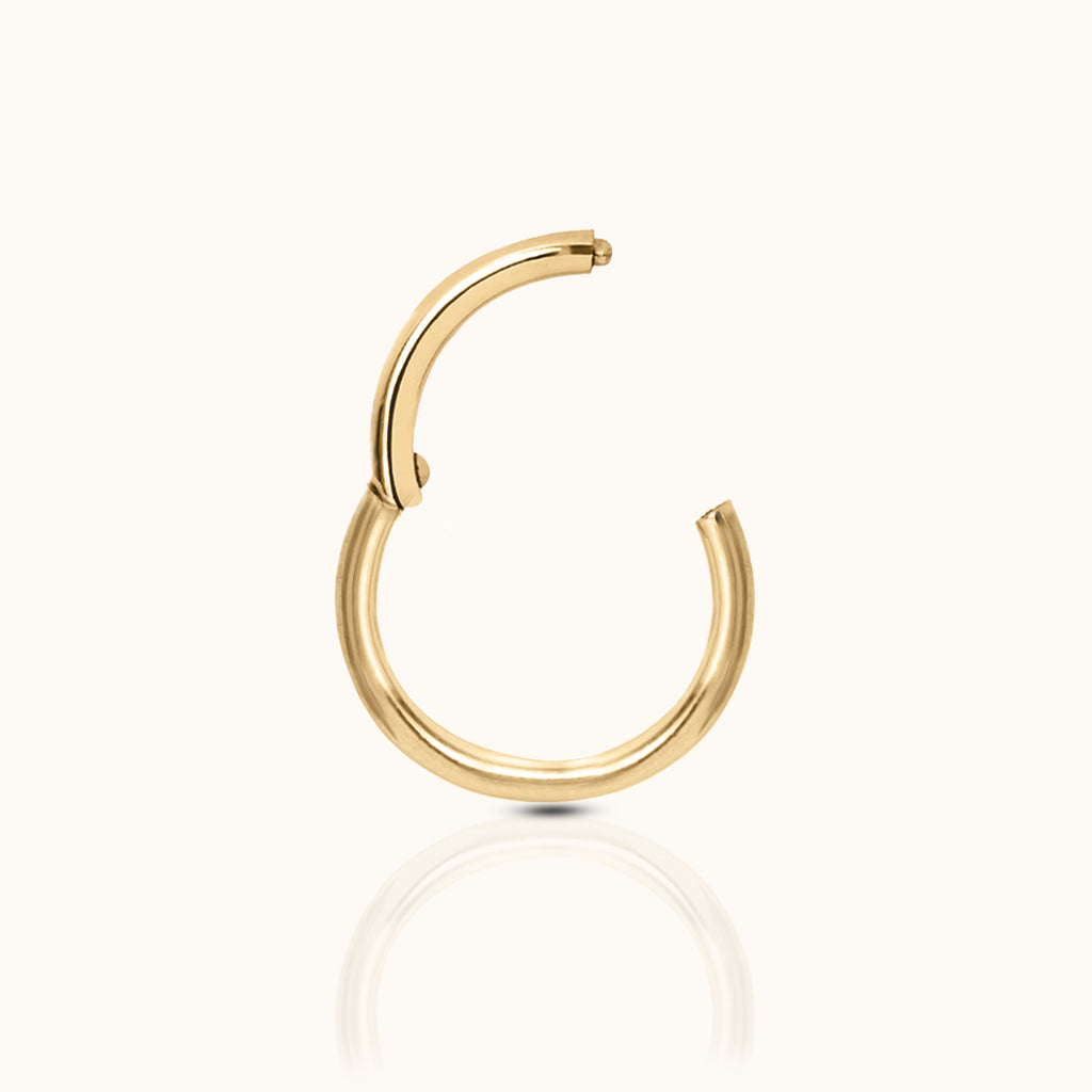 Classic 14K Solid Gold Clicker 8mm Nap Hoop Earring by Doviana
