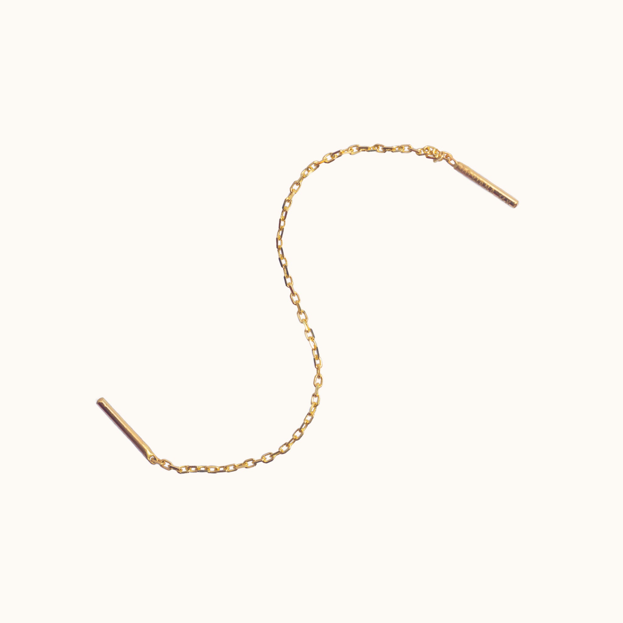 14K Solid Gold Cable Chain Dangle Ear Chain Threader Earring by Doviana