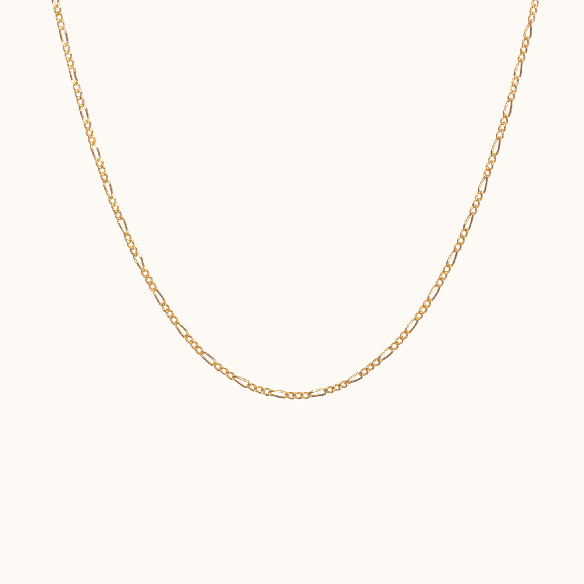 14K Solid Gold Figaro Link Flat Chain Necklace by Doviana