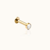 Natural Pearl Threadless Labret Titanium PVD Gold Flat Back Earring by Doviana