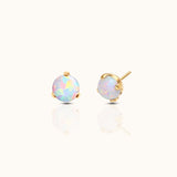 14K Solid Gold Opal Threadless Labret Flat Back Nap Earring with Natural Gemstones by Doviana