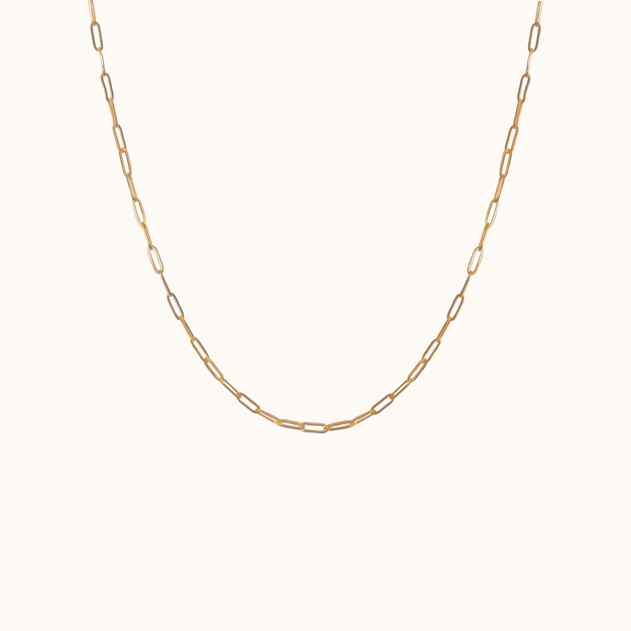 14K Solid Gold Paperclip Chain Necklace by Doviana