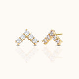 14K Solid Gold Right Angle CZ Threadless Labret Flat Back Nap Earring by Doviana