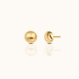 14K Solid Gold Round Cap Half Ball Threadless Labret Flat Back Nap Earring by Doviana