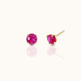 14K Solid Gold 3mm Ruby CZ Threadless Labret Flat Back Push Back Nap Earring by Doviana