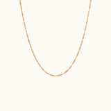 14K Solid Gold Dainty Twisted Singapore Chain Necklace by Doviana