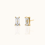 14K Solid Gold Square CZ Threadless Labret Flat Back Nap Earring by Doviana