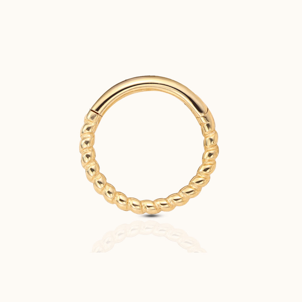 Classic 14K Solid Gold Twisted Clicker 10mm Nap Hoop Earring by Doviana