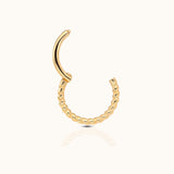14K Solid Gold Twisted Clicker 8mm Nap Hoop Earring by Doviana