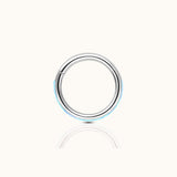Azure Blue Opal Band Clicker Titanium Silver Hinged Nap Hoop Earring by Doviana