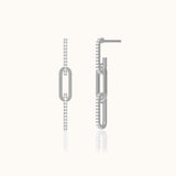 Classic 925 Sterling Silver CZ Link Chain Dangle Studs Affordable Statement Earrings by Doviana