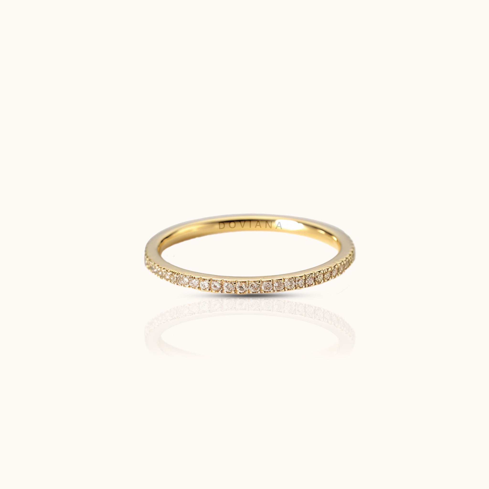 CZ Pave Eternity Band Titanium PVD Gold Ring by DOVIANA