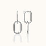 925 Sterling Silver Paperclip Chain Link Drop Dangle Huggie Hoop Earrings Classic Vibe by Doviana