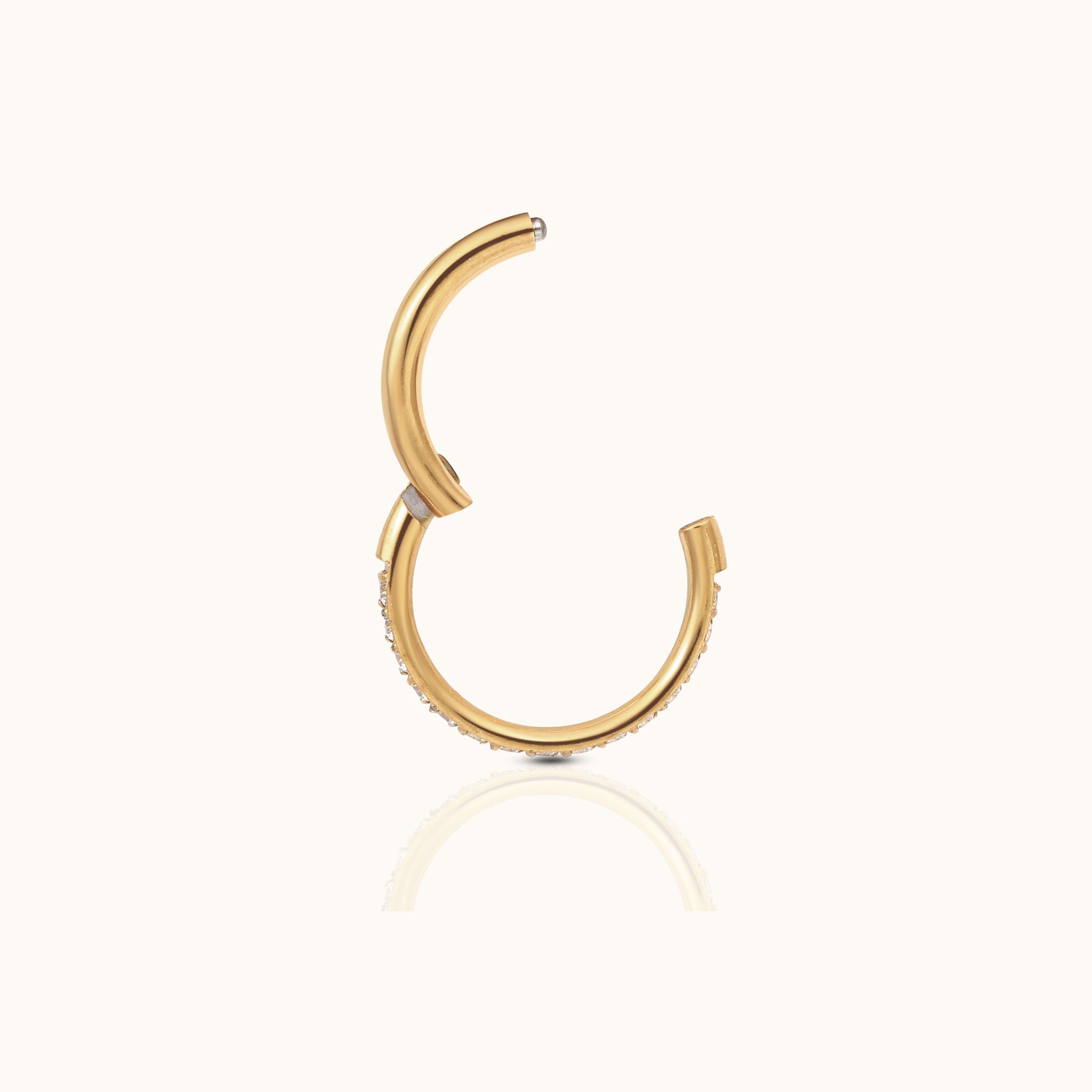 Classic CZ Clicker 6mm Titanium PVD Gold Hinged Nap Hoop Earring by Doviana