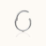 Classic CZ Pave Clicker Titanium Silver Hinged Nap Hoop Earring by Doviana