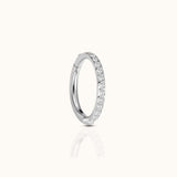 Classic CZ Pave Clicker Titanium Silver Hinged Nap Hoop Earring by Doviana