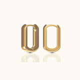 Gold Classic Rectangle Chunky Square Hoop Earrings by Doviana