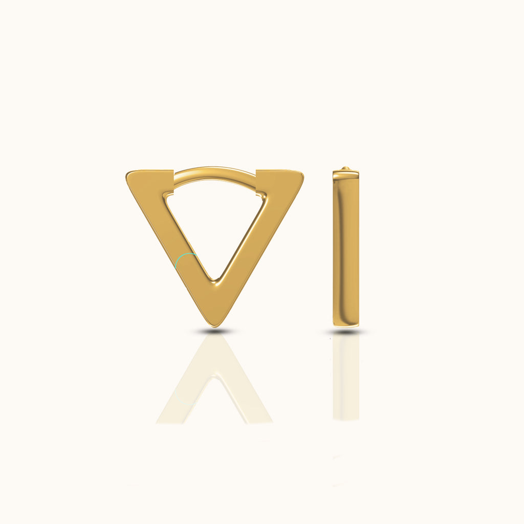 Classic Infinity Diamond Shape Square Huggie Hoop Gold Geometric Earrings by Doviana