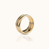 Double Layer Chunky Band Titanium PVD Gold Ring by DOVIANA