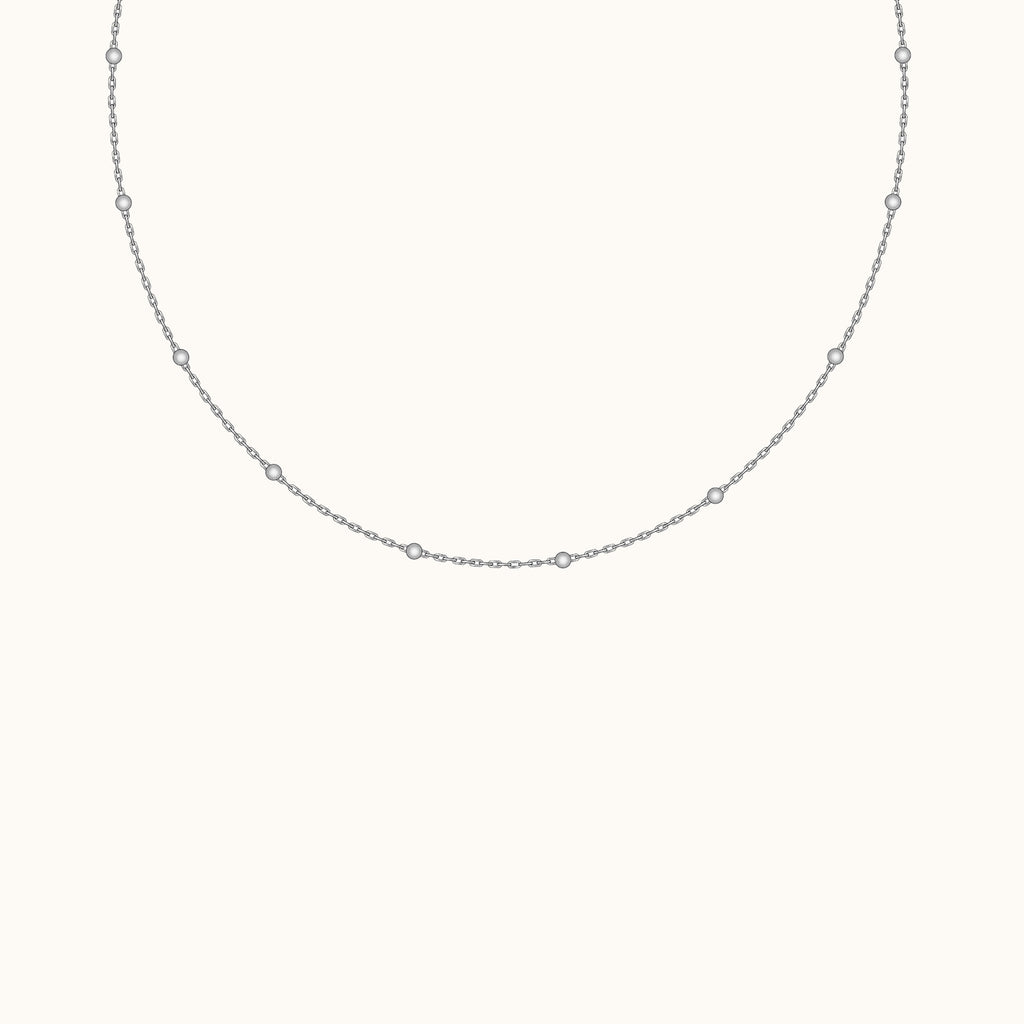 Minimal Stacking Daily Staples 925 Sterling Silver Chain Essential Bead Necklace by Doviana