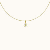 Petite CZ Flower Charm Dangle Gold Daisy Floral Pendant Necklace by Doviana