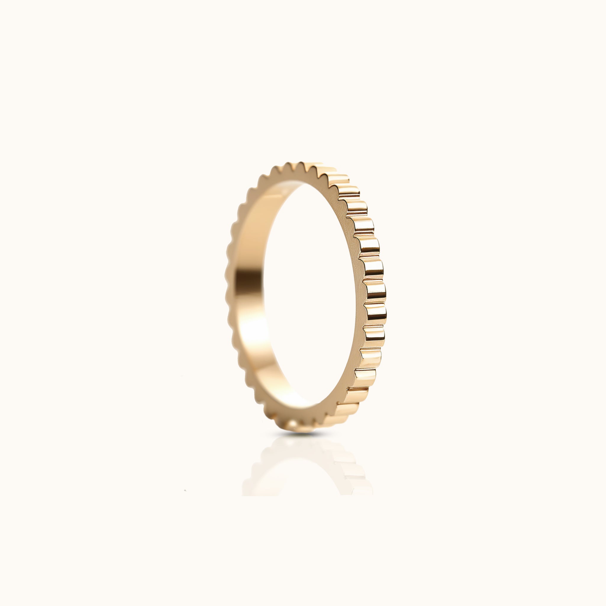 Gear Band Titanium PVD Gold Ring by DOVIANA