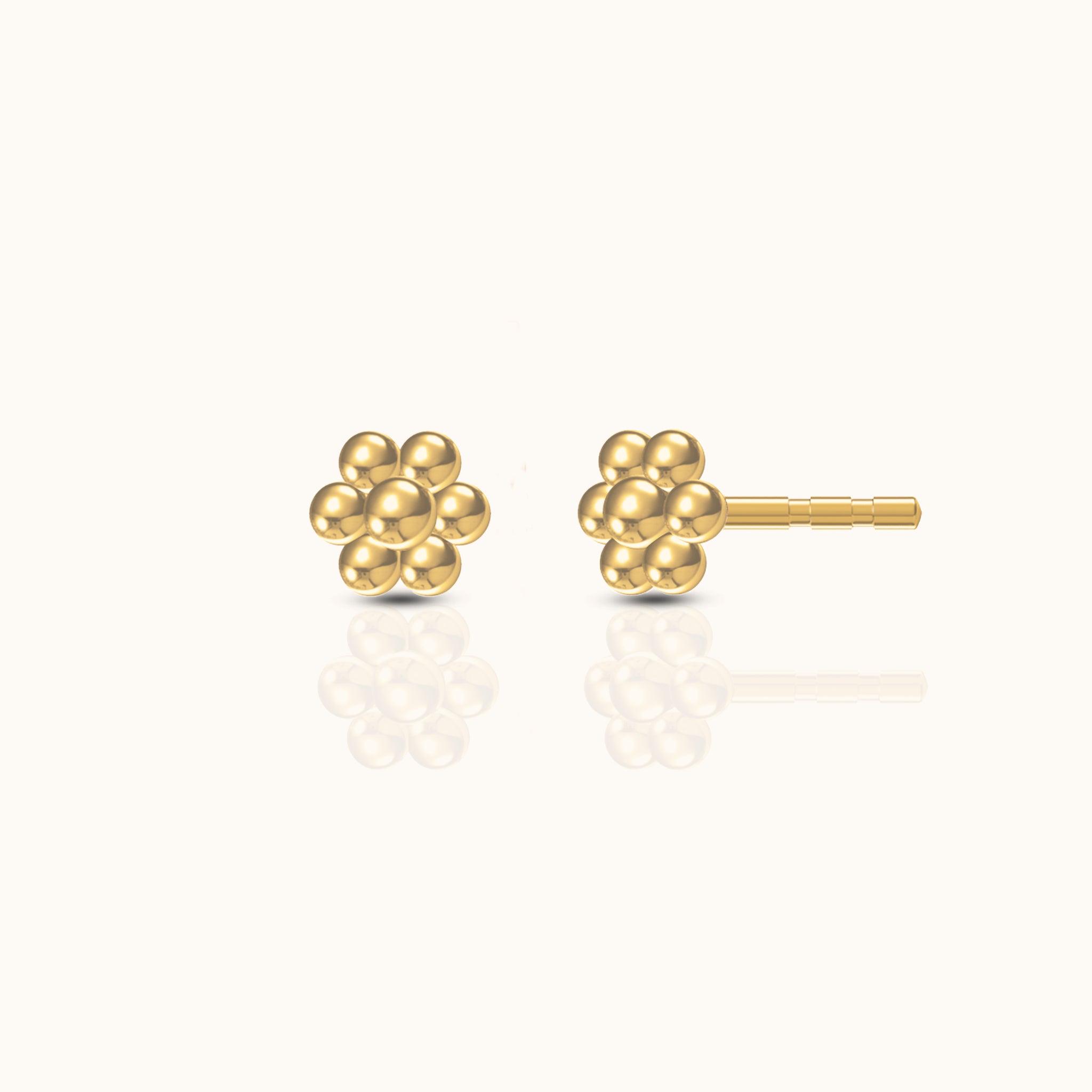 Hexagon Beaded Stud Earrings in Gold by Doviana