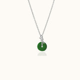 925 Sterling Silver Love Knot Necklace with Beautiful Green Jade Natural Genuine Real Jade with Silver Chain by Doviana