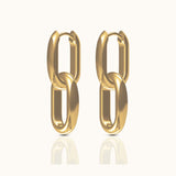 Large Gold Paperclip Link Chain Dangle Hoop Earrings by Doviana