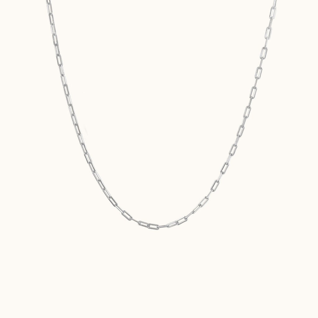 925 Sterling Silver Boyfriend Adjustable Chunky Paperclip Square Link Chain Necklace by Doviana
