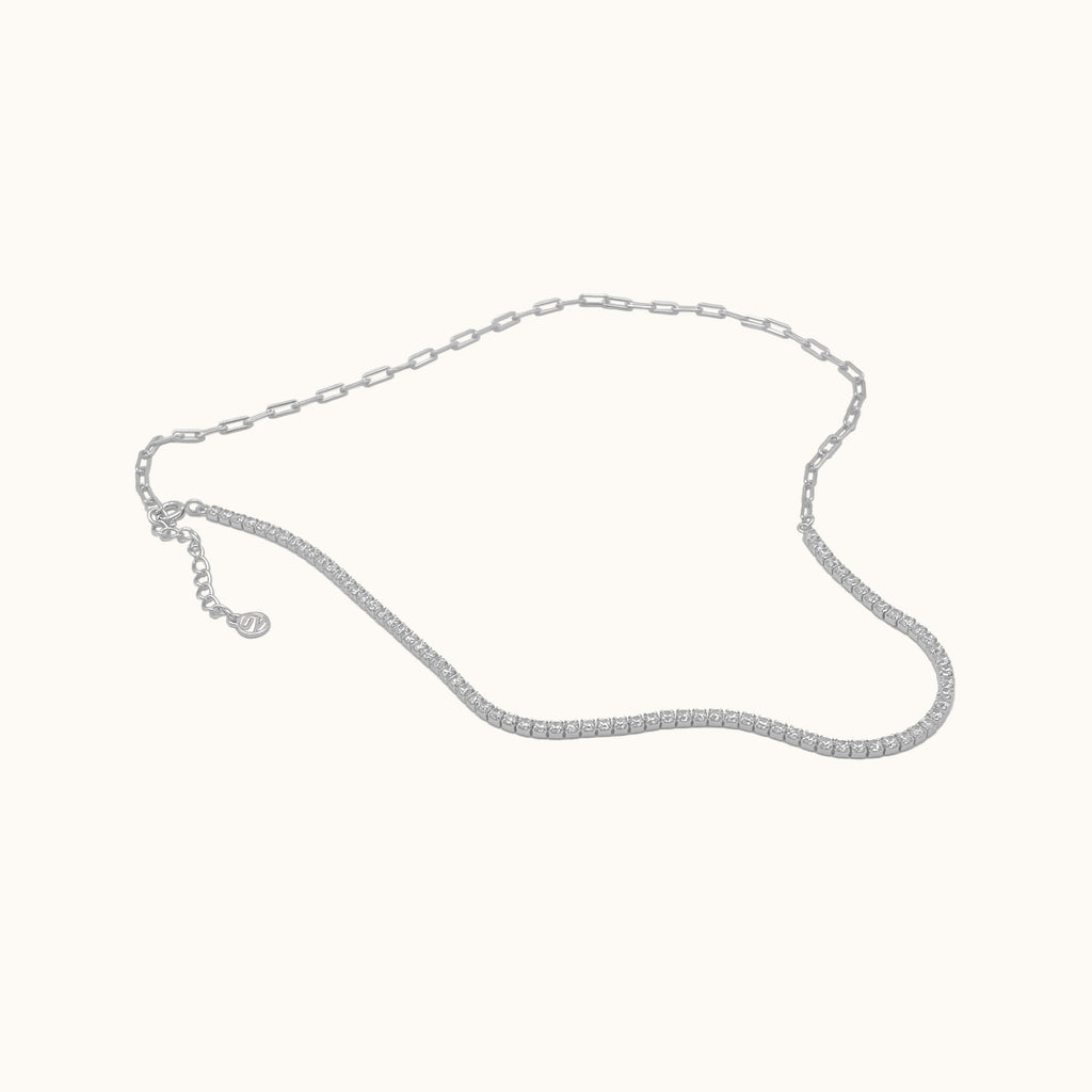 Link and CZ Chain Necklace 925 Sterling Silver by Doviana
