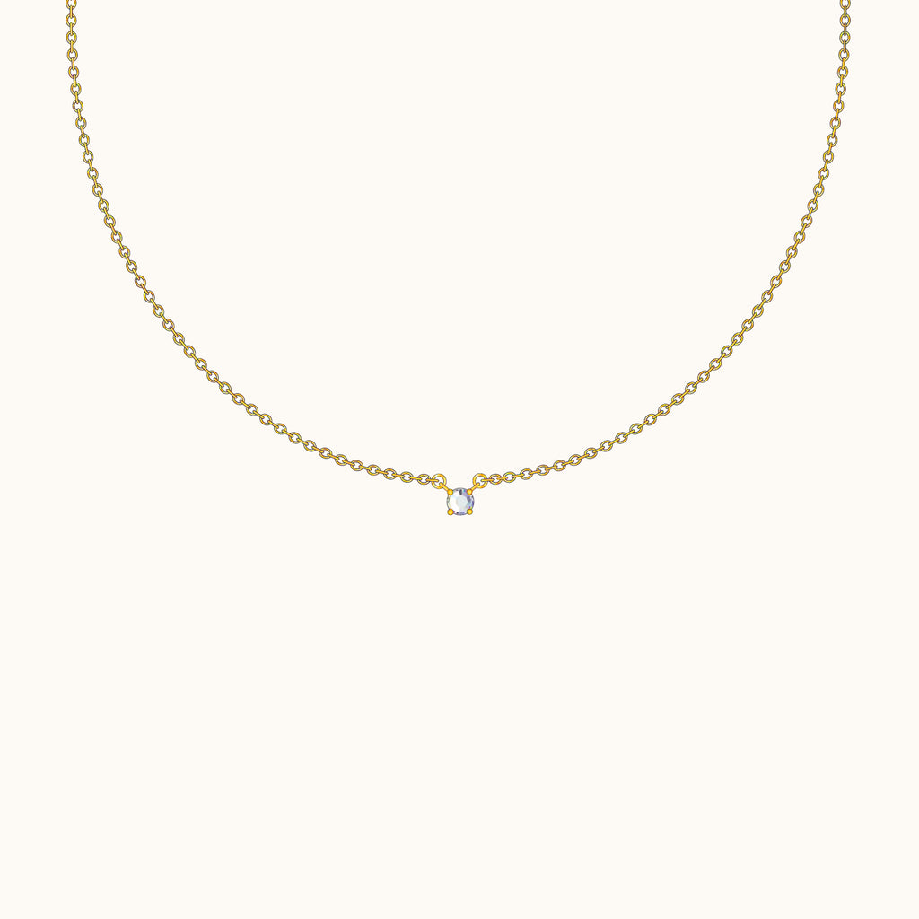 Tiny Pendant Mini Charm Dangle Petite Gold Dainty CZ Necklace by Doviana