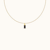 Black Zirconia Gemstone Square Charm Black Rectangle CZ Pendant Gold Necklace by Doviana
