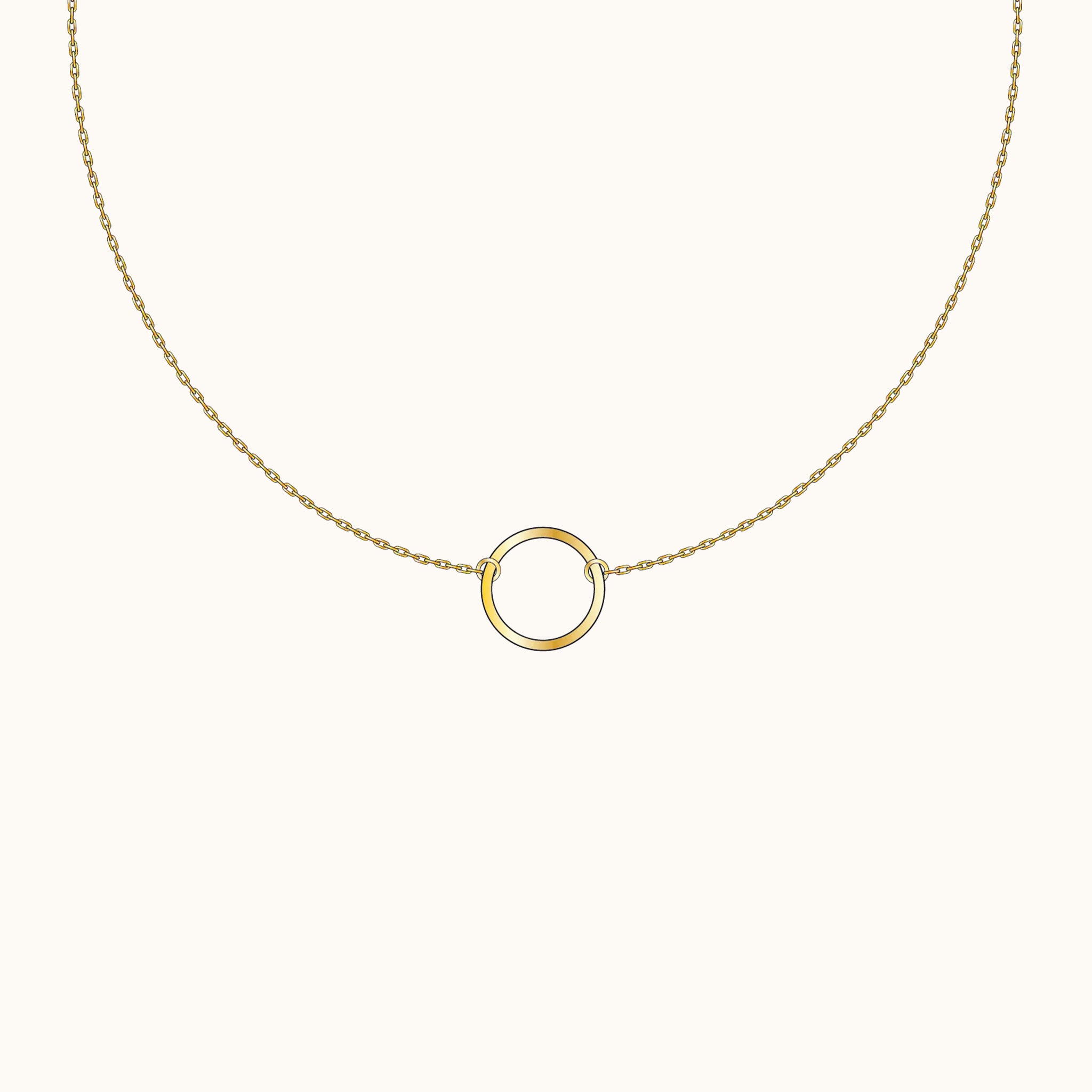 Gold Round Pendant Ring Charm Dangle Layered Dainty Circle Necklace by Doviana
