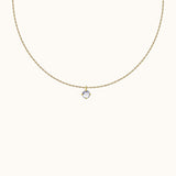 Adjustable Large Gold CZ Solitaire Necklace Genderless Unisex Long Necklace by Doviana
