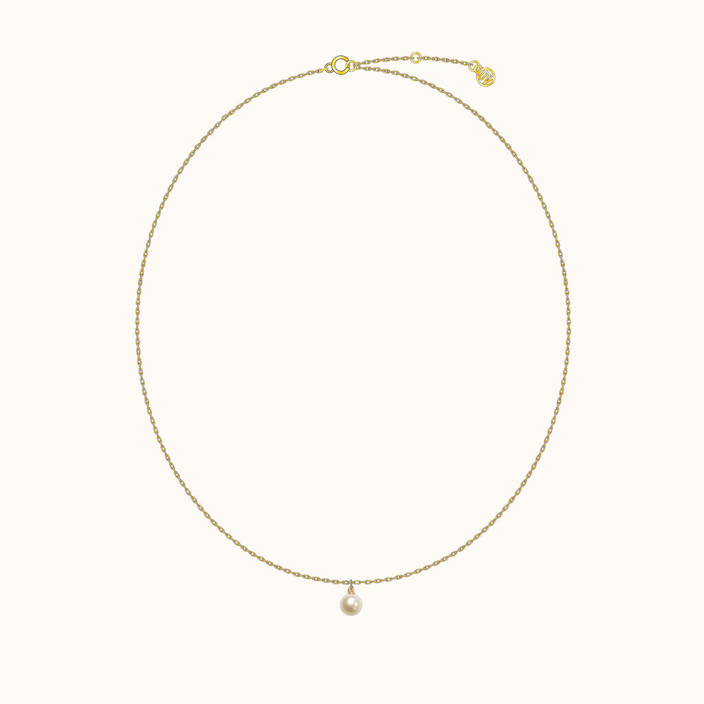Dainty Petite Natural Pearl Pendant Gold Chain Freshwater Pearl Necklace by Doviana