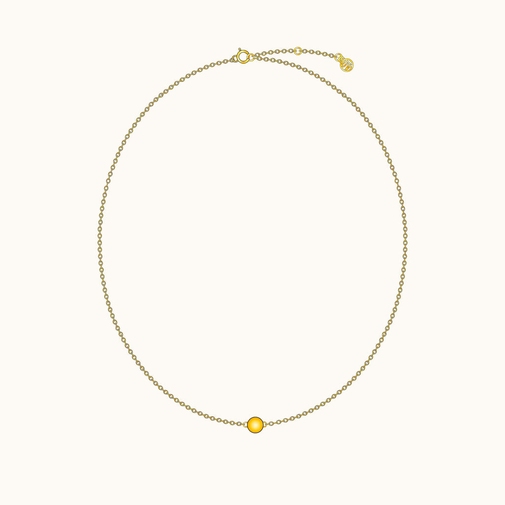 Gold Tiny Ball Circle Round Pendant Dainty Ball Necklace by Doviana