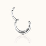 Overlap CZ Twist Rope Clicker Titanium Silver Hinged Nap Hoop Earring by Doviana