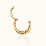 Overlap CZ Twist Rope Clicker Titanium PVD Gold Hinged Nap Hoop Earring by Doviana