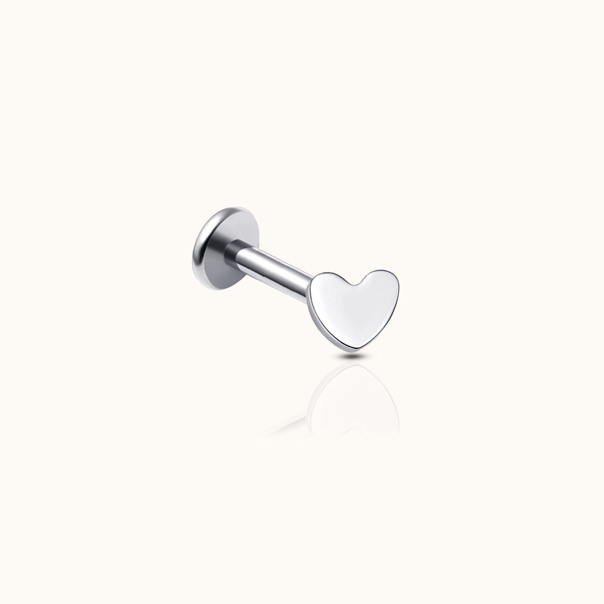 Petite Heart Threadless Labret Titanium Flat Back Earring by Doviana