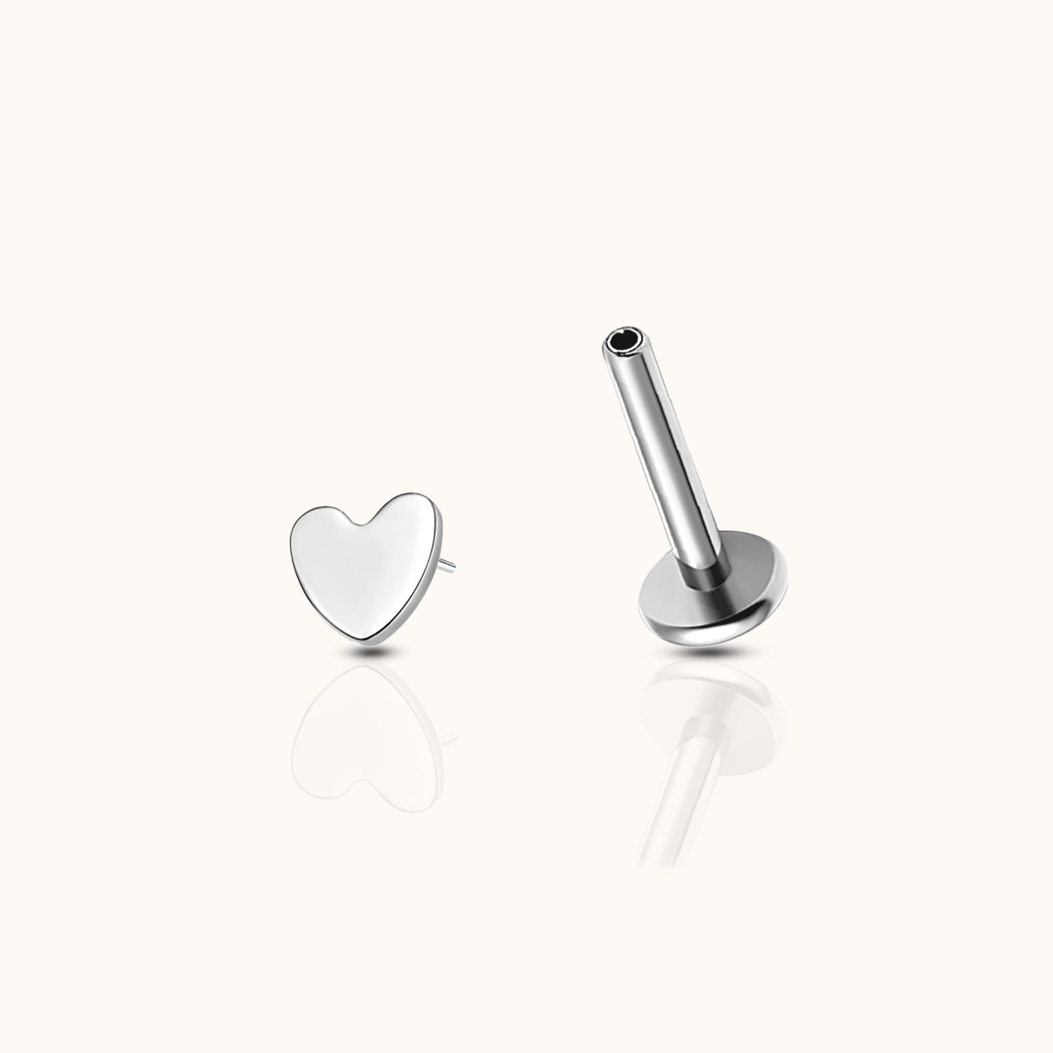 Petite Heart Threadless Labret Titanium Flat Back Earring by Doviana