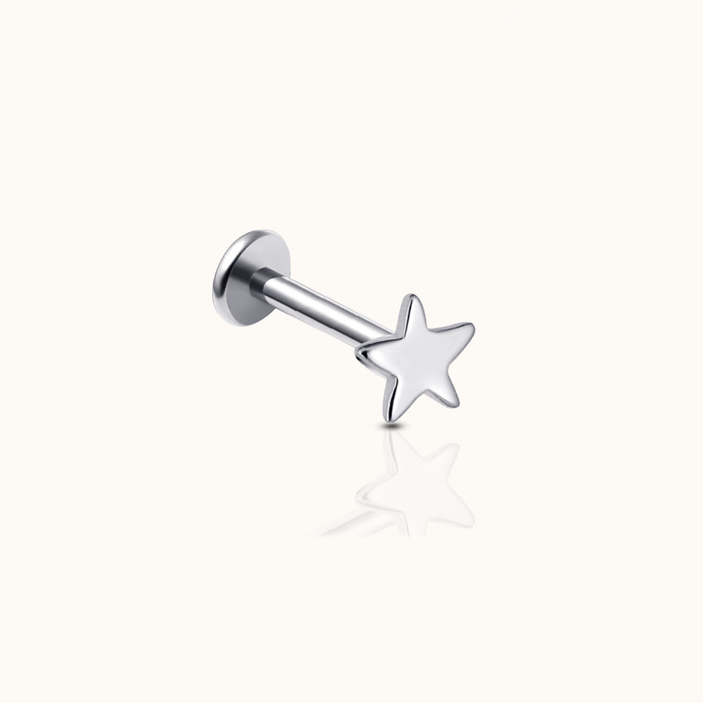 Petite Star Threadless Labret Titanium Flat Back Earring by Doviana