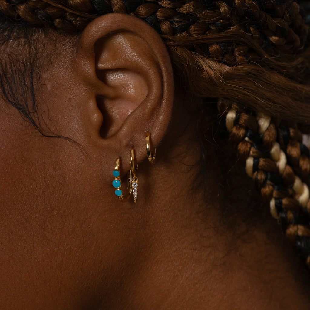 Paper Link U-Pave Turquoise Rectangle Square U Shape Oval Hoop Earrings by Doviana