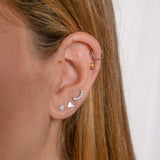 Diamond Shaped Square CZ Threadless Labret Titanium Flat Back Nap Earring by Doviana