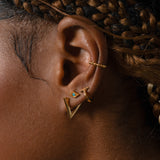 Classic Infinity Diamond Shape Square Huggie Hoop Gold Geometric Earrings by Doviana